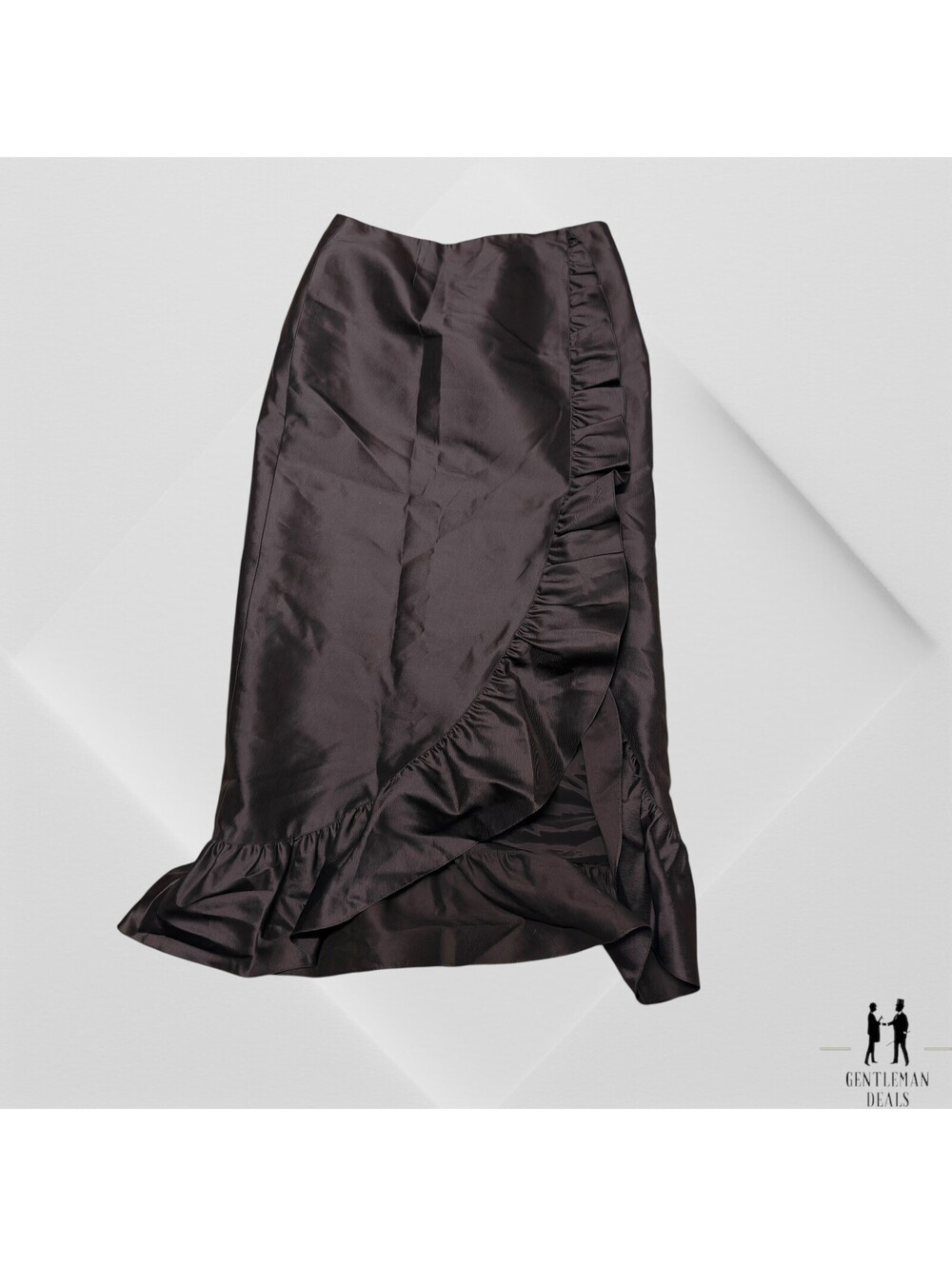 Rickie Freeman Teri Jon Size 14 Black 100% Silk A-line Flare Flowers Lined Skirt